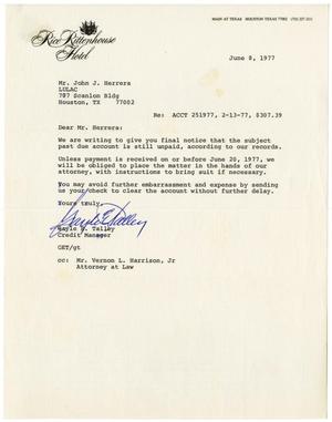 [Letter from Gayle E. Talley to John J. Herrera - 1977-06-08]