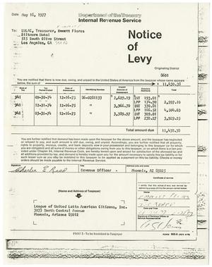 [Notice of Levy from Department of the Treasury Internal Revenue Service to LULAC - 1977-06-24]