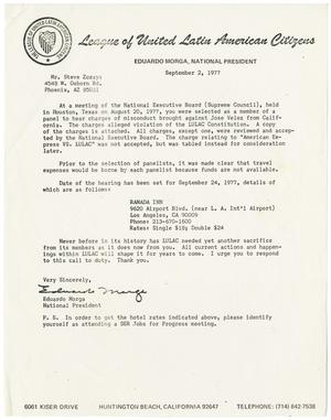 [Letter from Eduardo Morga to Steve Zozaya - 1977-09-02]