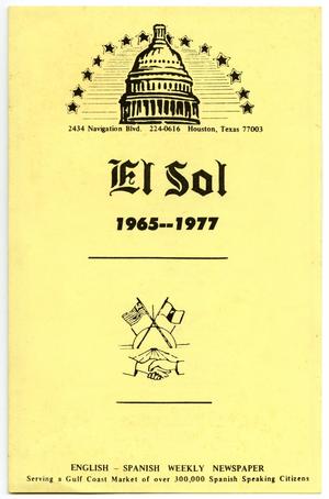 [El Sol of Houston 12th Anniversary Dinner Program, December 3, 1977]