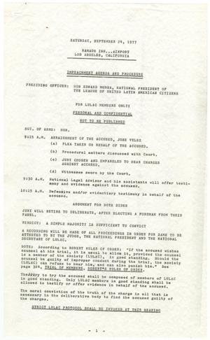 [Agenda of the LULAC Impeachment Proceedings, September 24, 1977]