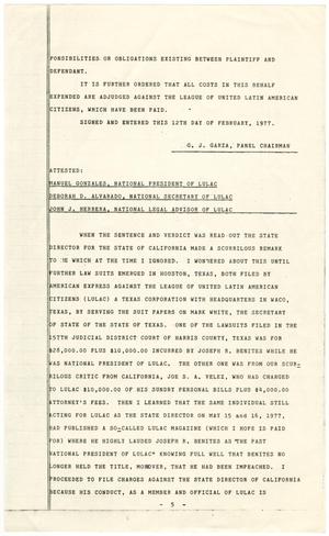 [Draft of speech by John J. Herrera  for the 48th National Convention of LULAC - 1977]