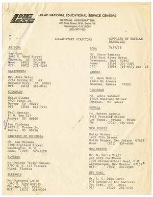 Primary view of object titled '[LULAC State Directors Roster - 1976-07-27]'.