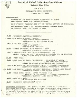 [Agenda, Affirmative Action Conference - May 13, 1977]