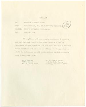 Primary view of object titled '[Directive from Ruben Bonilla, Jr., to National Executive Board - 1979-06-20]'.