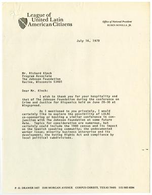 [Letter from Ruben Bonilla, Jr., to Richard Kinch - 1979-07-16]