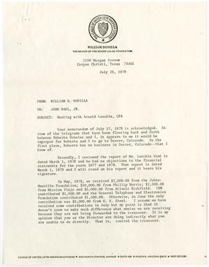 [Memorandum from William D. Bonilla to John Rael, Jr. - 1979-07-25]