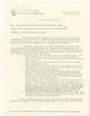 [Memorandum from Tony Bonilla to the LULAC National Executive Board- 1979]