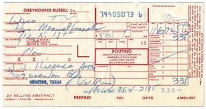 Primary view of object titled '[Greyhound Busbill for package from Manuel Gonzales to John J. Herrera - 1976-11-10]'.