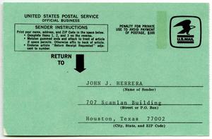 [Receipt for registered mail from John J. Herrera to Gary K. Jordan - November 12, 1976]