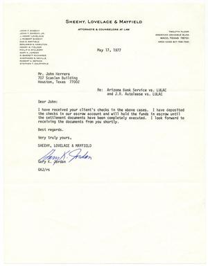 [Letter from Gary K. Jordan to John J. Herrera - 1977-05-17]
