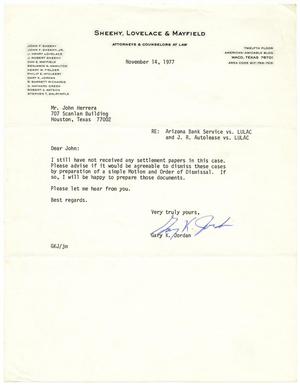 [Letter from Gary K. Jordan to John J. Herrera - 1977-11-14]