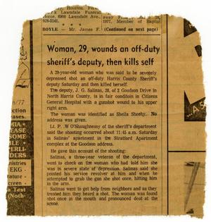 Primary view of object titled 'Woman, 29, wounds an off-duty sheriff's deputy, then kills self'.