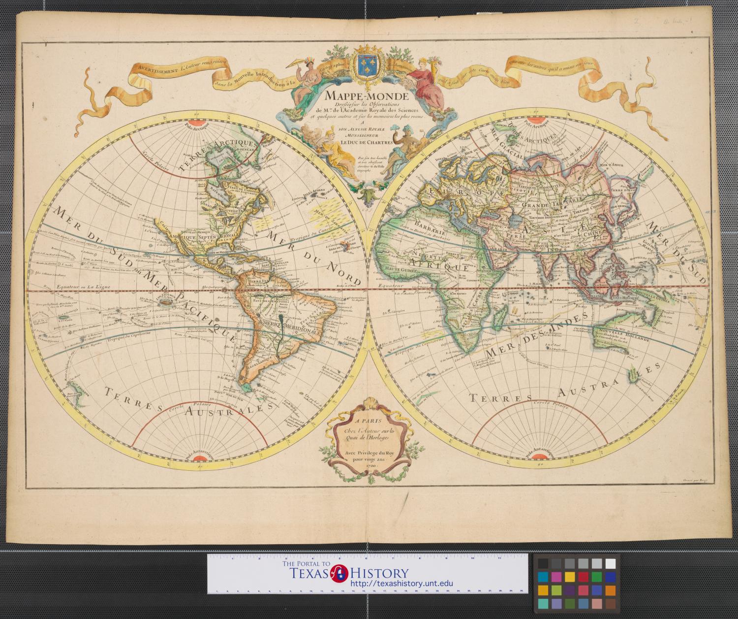 Mappe Monde Dress Sur Les Observations De Mrs De L Academie Royale Des Sciences Et Quelques