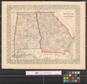 County map of Georgia, and Alabama.