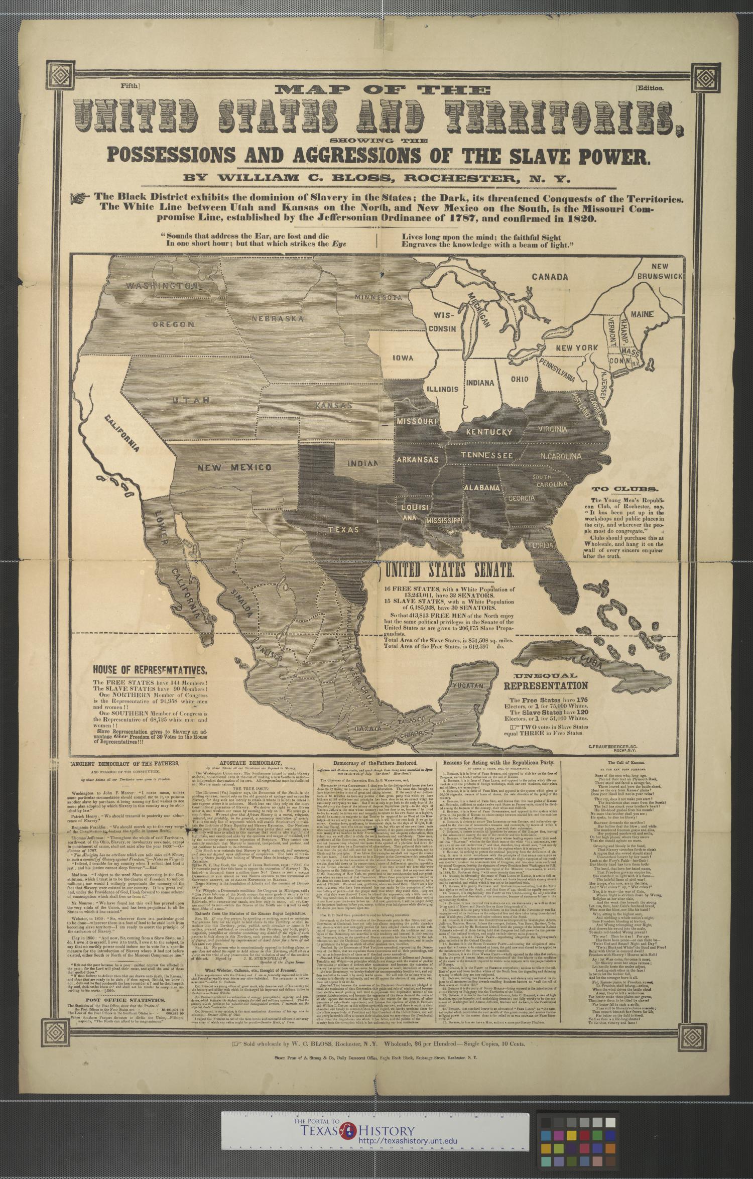 Map of the United States and territories: showing the possessions and