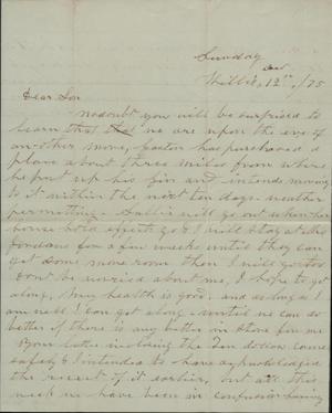 Primary view of object titled 'Letter to Cromwell Anson Jones, 12 December 1875'.