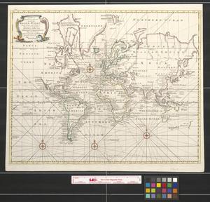 Primary view of object titled 'A new & correct chart of the known world, laid down according to Mercator's projection exhibiting all the late discoveries & improvements : the whole being collected from the most authentic journals, charts & c.'.