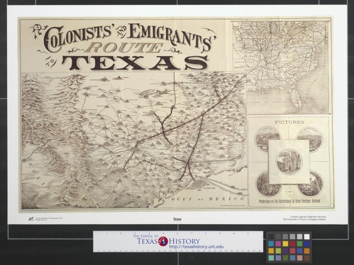 Colonists' and emigrants' route to Texas
