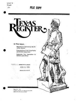 Texas Register, Volume 1, Number 14, Pages 401-414, February 20, 1976