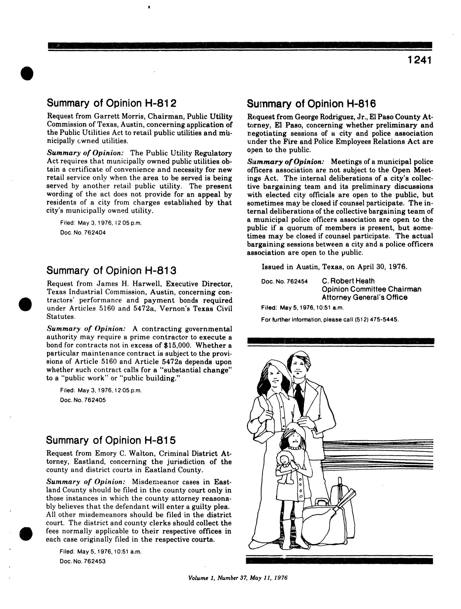 Texas Register, Volume 1, Number 37, Pages 1237-1276, May 11, 1976
                                                
                                                    1241
                                                