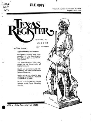 Texas Register, Volume 1, Number 83, Pages 3011-3056, October 26, 1976