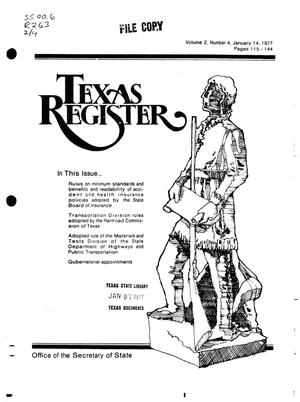 Texas Register, Volume 2, Number 4, Pages 115-144, January 14, 1977