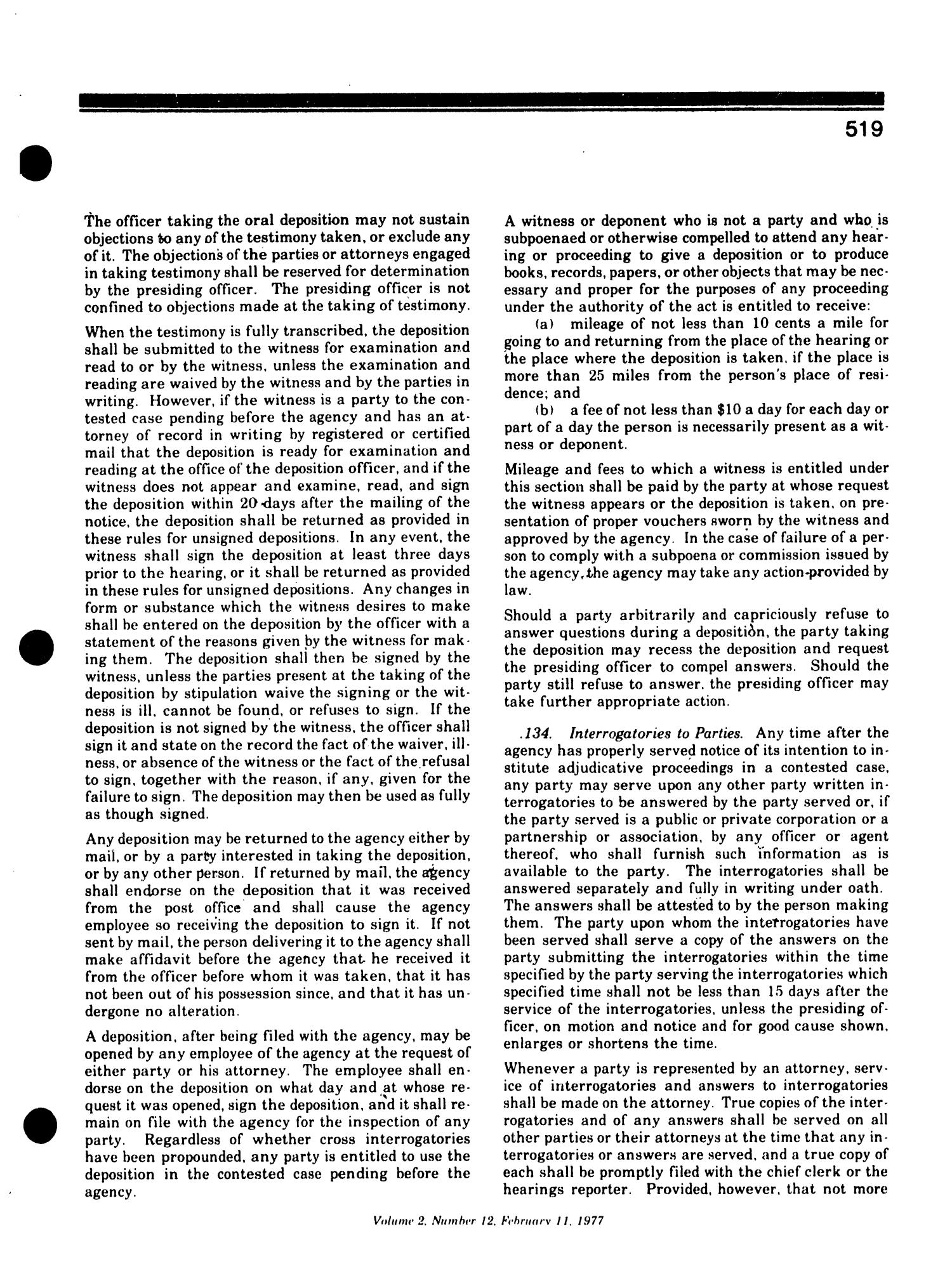 Texas Register, Volume 2, Number 12, Pages 507-562, February 11, 1977
                                                
                                                    519
                                                