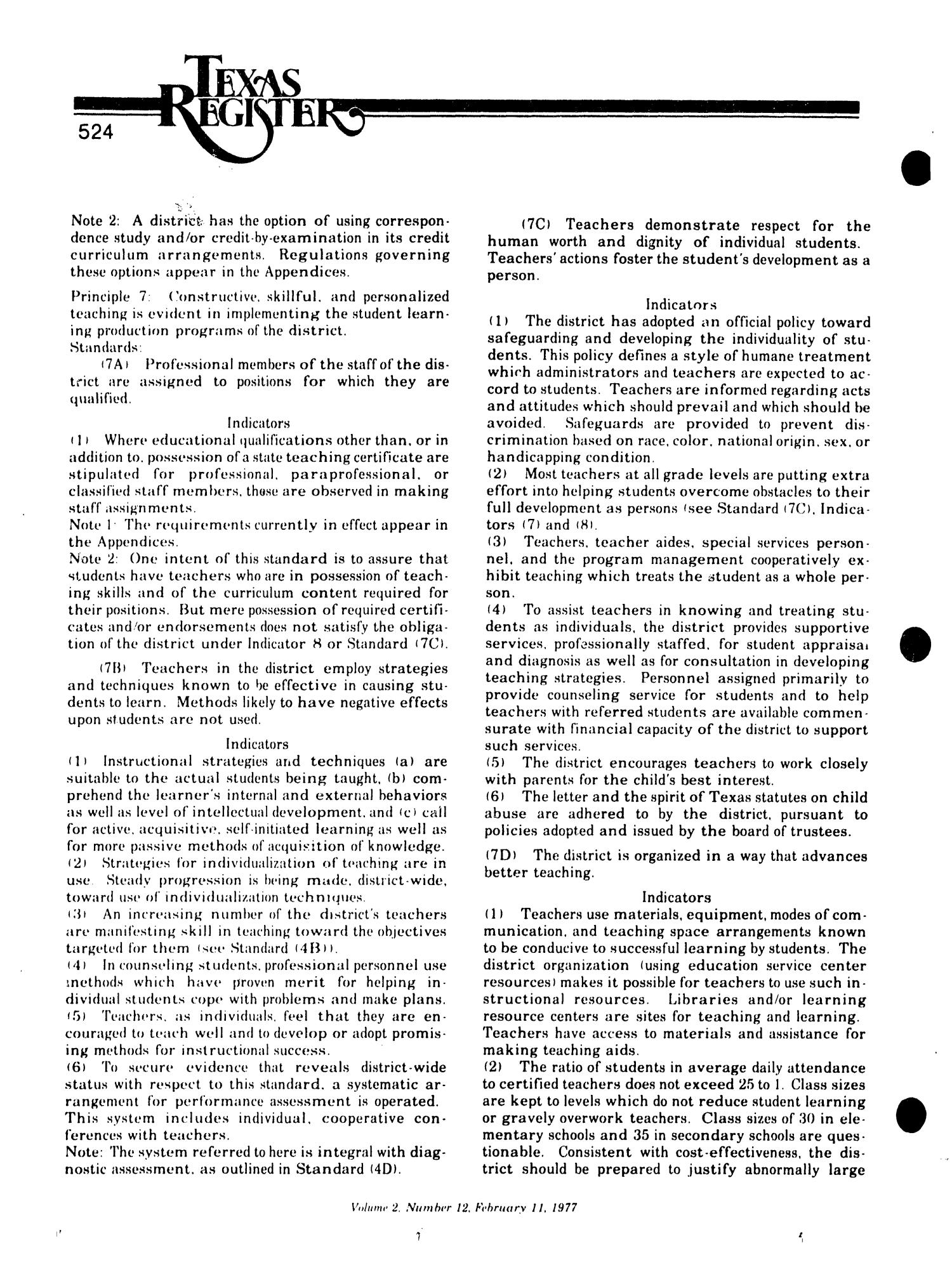 Texas Register, Volume 2, Number 12, Pages 507-562, February 11, 1977
                                                
                                                    524
                                                