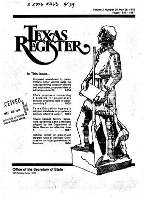Texas Register, Volume 3, Number 39, Pages 1829-1867, May 26, 1978