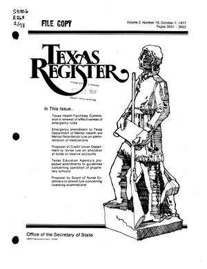 Texas Register, Volume 2, Number 78, Pages 3831-3852, October 7, 1977