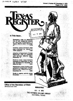 Texas Register, Volume 3, Number 90, Pages 90, December 5, 1978