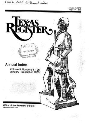 Texas Register, Volume 3, Annual Index, Pages 171-246, January 30, 1979
