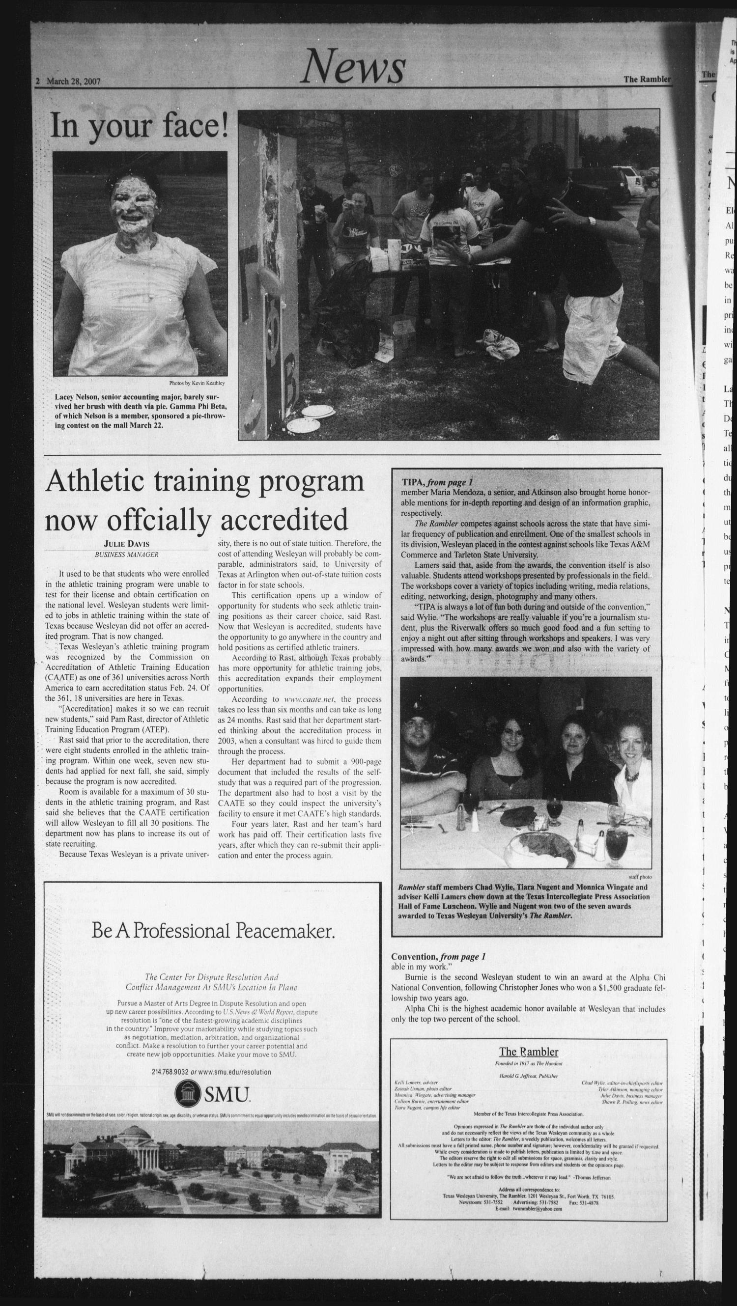 The Rambler (Fort Worth, Tex.), Vol. 98, No. 8, Ed. 1 Wednesday, March 28, 2007
                                                
                                                    [Sequence #]: 2 of 6
                                                