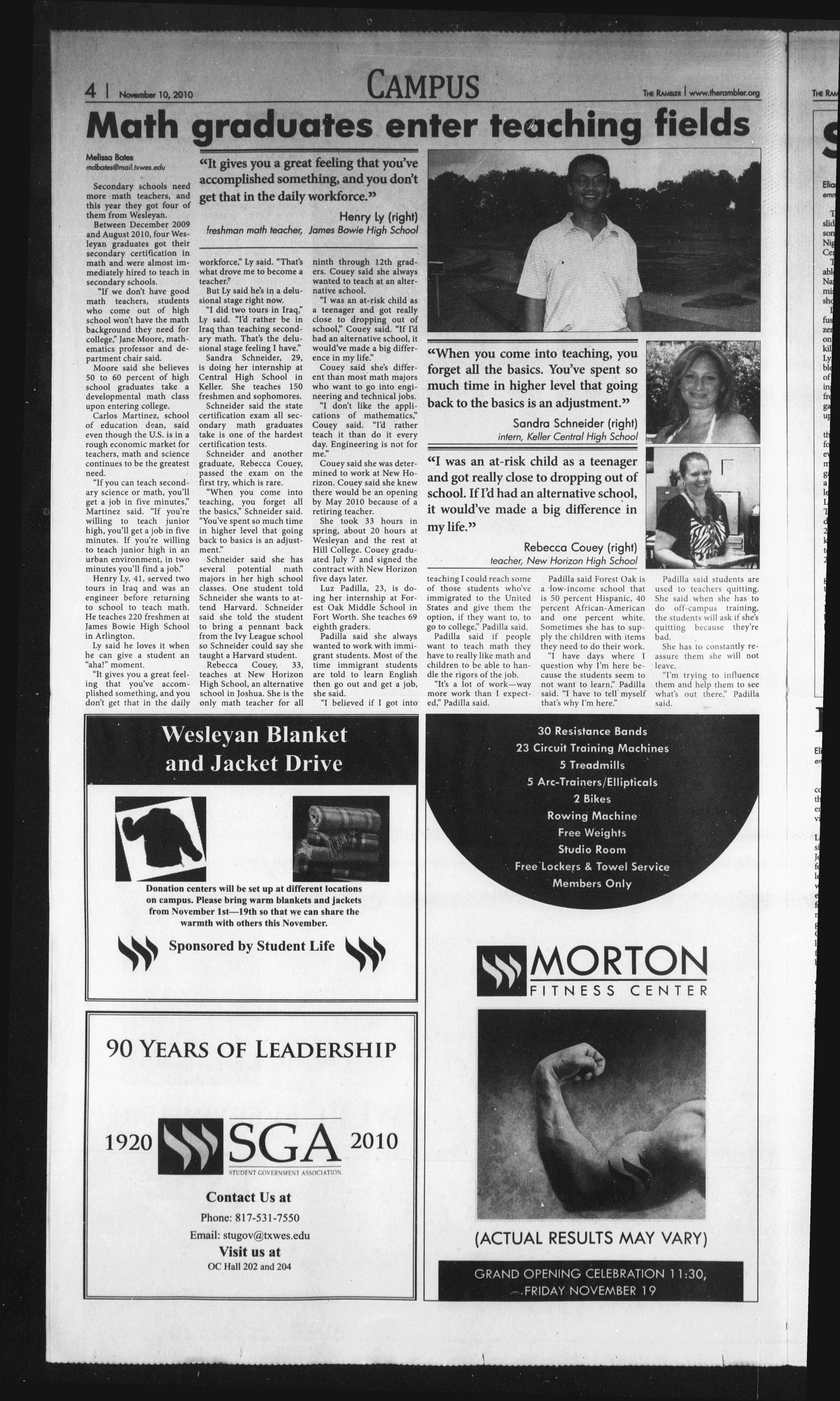 The Rambler (Fort Worth, Tex.), Vol. 93, No. 23, Ed. 1 Wednesday, November 10, 2010
                                                
                                                    [Sequence #]: 4 of 8
                                                