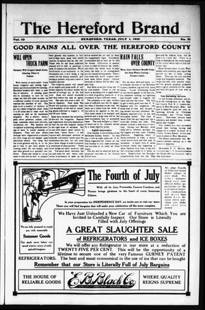 The Hereford Brand, Vol. 10, No. 21, Ed. 1 Friday, July 1, 1910