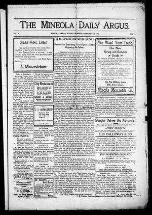 Primary view of object titled 'The Mineola Daily Argus (Mineola, Tex.), Vol. 1, No. 16, Ed. 1 Sunday, February 15, 1903'.