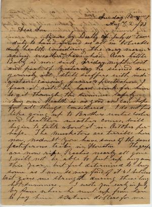Primary view of object titled 'Letter to Cromwell Anson Jones, 2 August 1873'.
