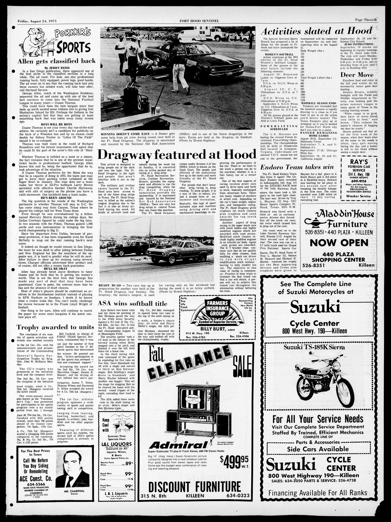 Fort Hood Sentinel (Temple, Tex.), Vol. 32, No. 25, Ed. 1 Friday, August 24, 1973
                                                
                                                    [Sequence #]: 17 of 28
                                                
