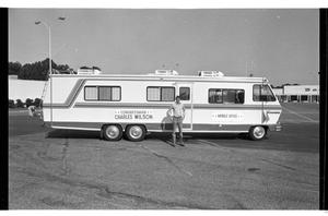 Primary view of object titled '[Charles Wilson and his Mobile Office 1979]'.