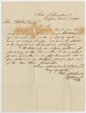 Primary view of object titled '[Letter from J. W. Mann to Robert M. Johnson, October, 1837]'.