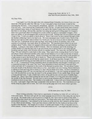 [Transcript of Letter from John Patterson Osterhout to Junia Roberts Osterhout, January 24, 1864]