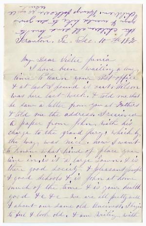 [Letter from Sarah Hartly to Junia Roberts Osterhout, December 10, 1870]