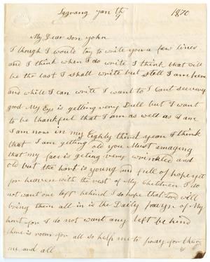 [Letter from Sarah Osterhout to John Patterson Osterhout, January 9, 1870]