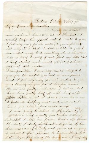 Primary view of object titled '[Letter from Paul Osterhout to his Grandmother, October 24, 1874]'.