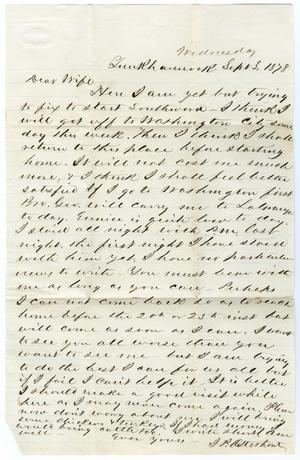 Primary view of object titled '[Letter from John Patterson Osterhout to Junia Roberts Osterhout, September 3, 1878]'.