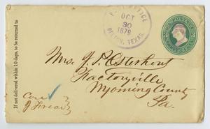 [Envelope to Junia Roberts Osterhout, October 30, 1879]