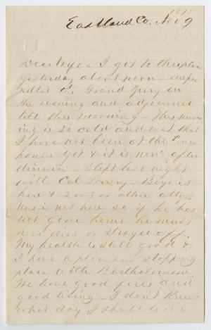 [Letter from John Patterson Osterhout to Junia Roberts Osterhout, November 9, 1875]