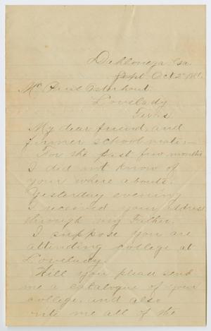[Letter from B. F. Lee to Paul Osterhout, October 2, 1881]