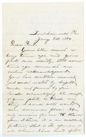 Primary view of object titled '[Letter from George E. Osterhout to Paul Osterhout, January 8, 1884]'.